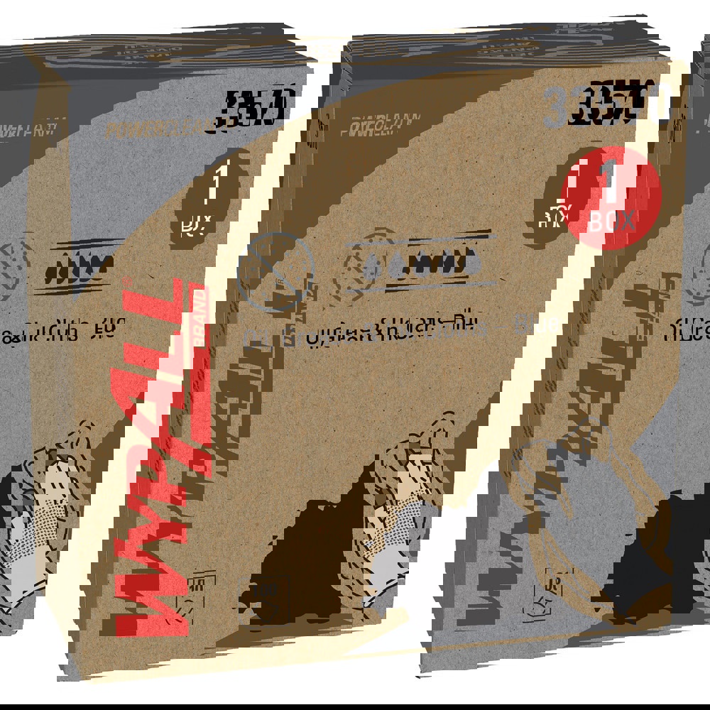 Oil, Grease & Ink Cloths, Pop-Up Box, Lint-Free Towels, Blue