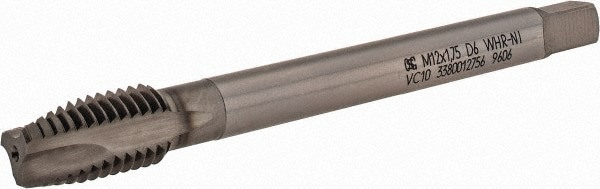 Spiral Point Tap: M12x1.75, 3 Flutes, Plug, 6H Class of Fit, Powdered Metal, HR Coated
