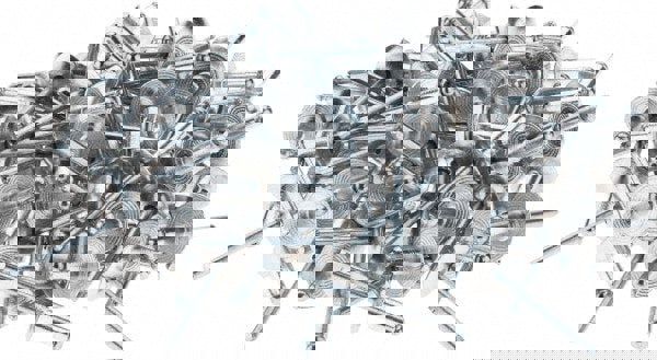 Open End Blind Rivet: Size 66, Large Flange Dome Head, Aluminum Body, Steel Mandrel