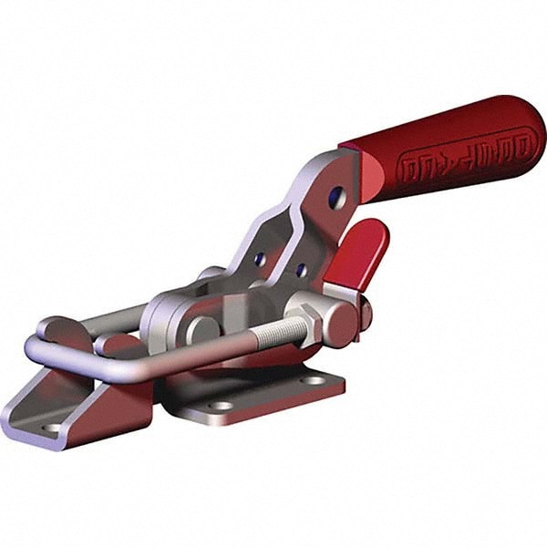 Pull-Action Latch Clamp: Horizontal, 2,001 lb, U-Hook, Flanged Base