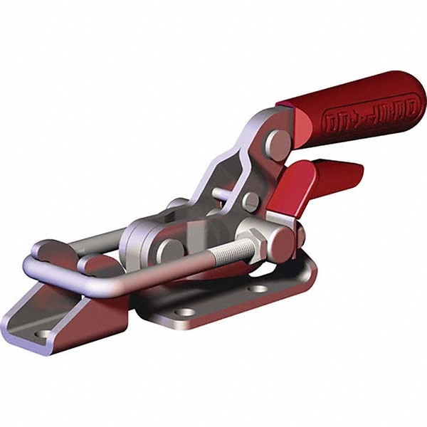 Pull-Action Latch Clamp: Horizontal, 2,001 lb, U-Hook, Flanged Base