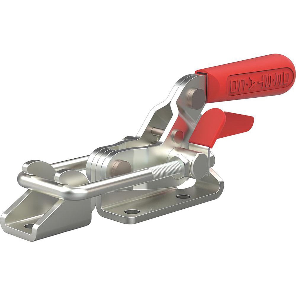 Pull-Action Latch Clamps; Clamping Orientation: Horizontal ; Bar Style: U-Hook ; Load Capacity (N): 8896.44 ; Load Capacity (Lb. - 3 Decimals): 2000.000 ; Load Capacity (Kg): 907.19 ; Base Style: Flanged