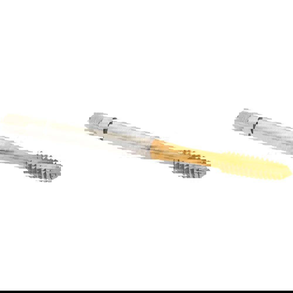 Spiral Point Tap: #6-32 UNC, 2 Flutes, Plug, 3B Class of Fit, Powdered Metal, TiN Coated