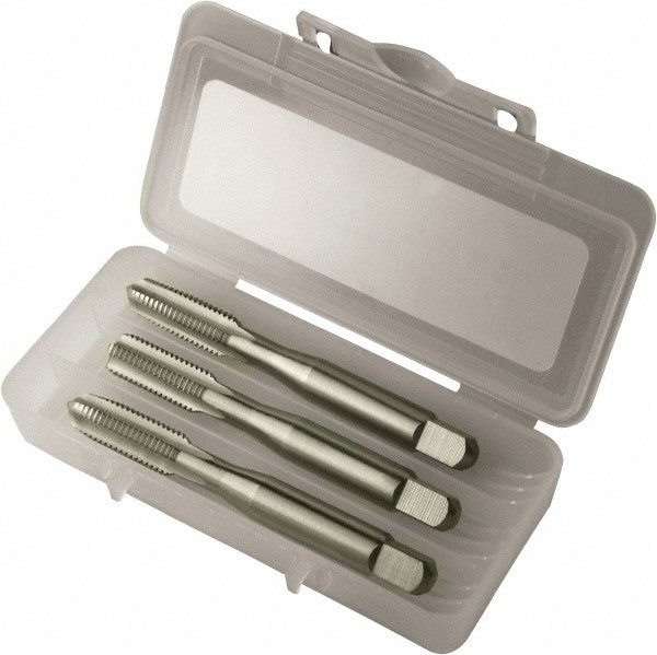 Tap Set: 7/8-14 UNF, 4 Flute, Bottoming Plug & Taper, High Speed Steel, Bright Finish