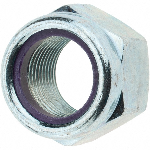 Hex Lock Nut: Insert, Nylon Insert, 7/8-14, Grade B Steel, Zinc-Plated