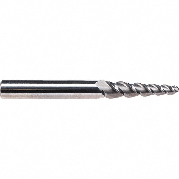 Tapered End Mill: 3 &deg; per Side, 3 Flutes, Solid Carbide, Ball End