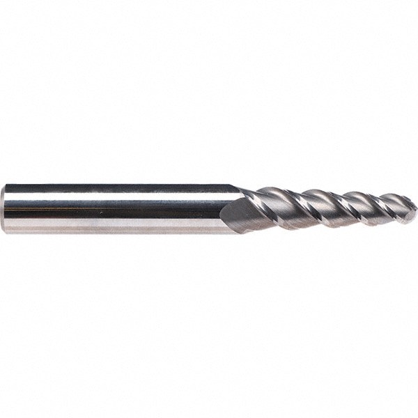 Tapered End Mill: 4 &deg; per Side, 3 Flutes, Solid Carbide, Ball End