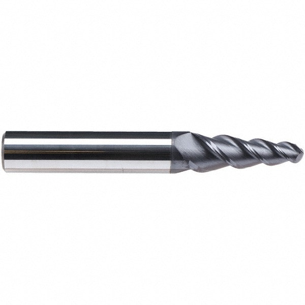 Tapered End Mill: 6 &deg; per Side, 3 Flutes, Solid Carbide, Ball End