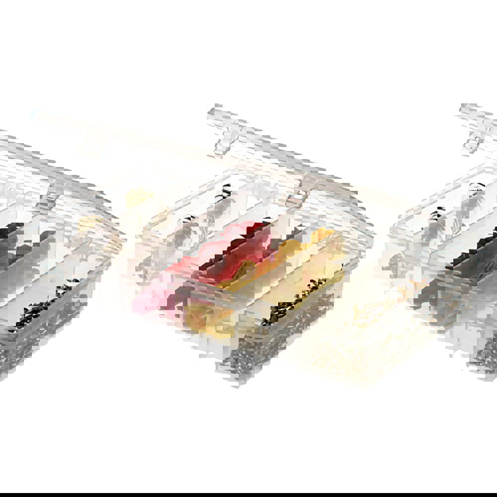 Small Parts Boxes & Organizers; Product Type: Compartment Box ; Lock Type: Tension Latch ; Width (Inch): 4 ; Number of Dividers: 0 ; Removable Dividers: No ; Color: Clear