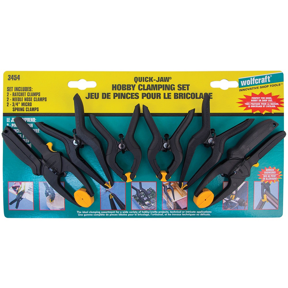 Spring Clamp Sets; Includes: 2 Clamps Each Of 3 Different Styles: Spring, Ratchet & Needle-Nose. ; Overall Length (Inch): 5 ; Number Of Pieces: 6.000 ; Maximum Opening Capacity (Inch): 1-1/4