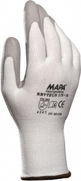 Cut-Resistant Gloves: Size X-Small, ANSI Cut A3, ANSI Puncture 2, Polyurethane, Series KryTech 584