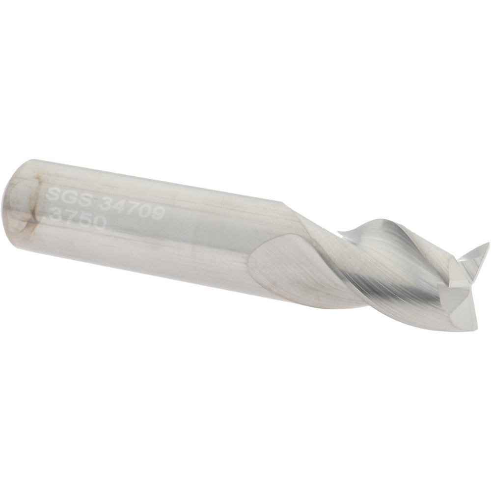 Square End Mill: 3/8'' Dia, 1/2'' LOC, 3/8'' Shank Dia, 2'' OAL, 3 Flutes, Solid Carbide