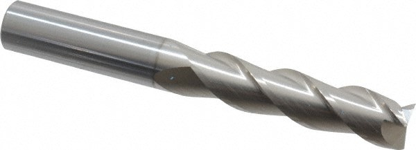 Square End Mill: 5/8'' Dia, 2-1/2'' LOC, 5/8'' Shank Dia, 5'' OAL, 3 Flutes, Solid Carbide