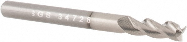 Square End Mill: 5/8'' Dia, 3-3/4'' LOC, 5/8'' Shank Dia, 6'' OAL, 3 Flutes, Solid Carbide