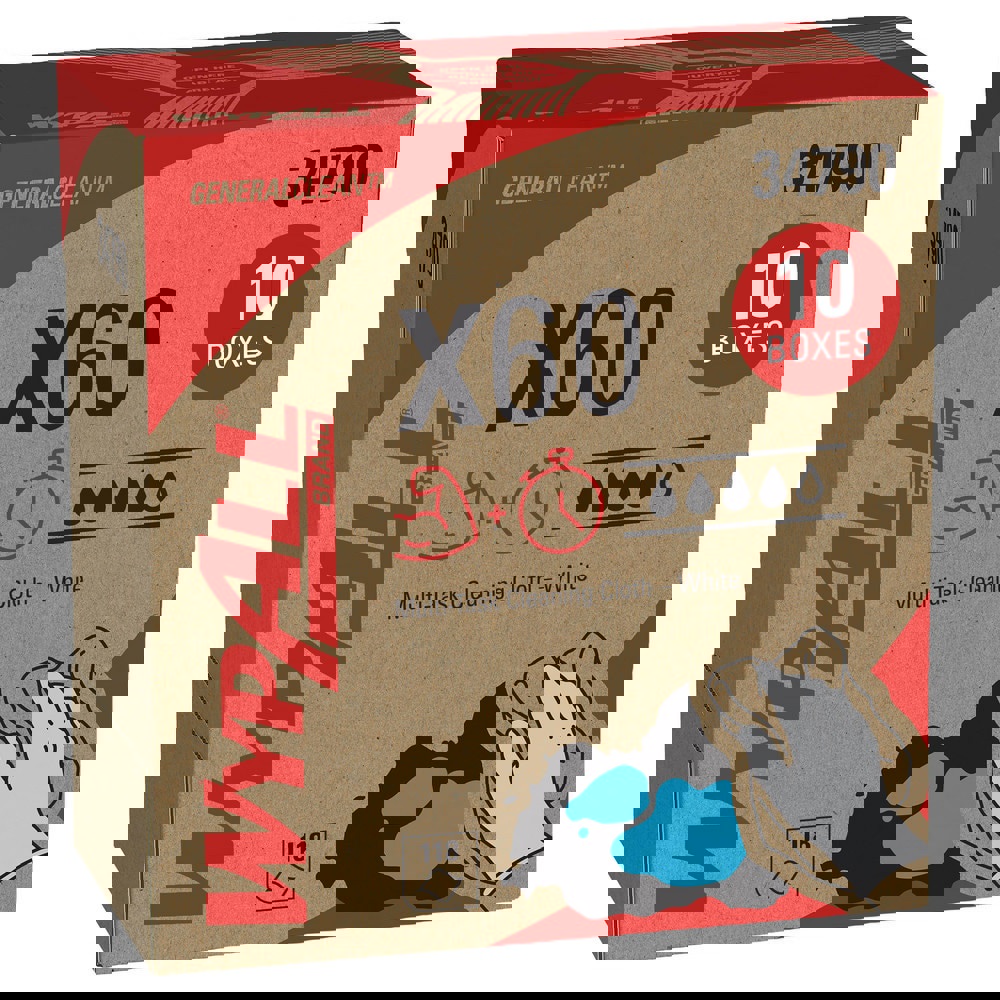 WypAll X60 Reusable Cloths (34790), Convenient Pop-Up Box, White