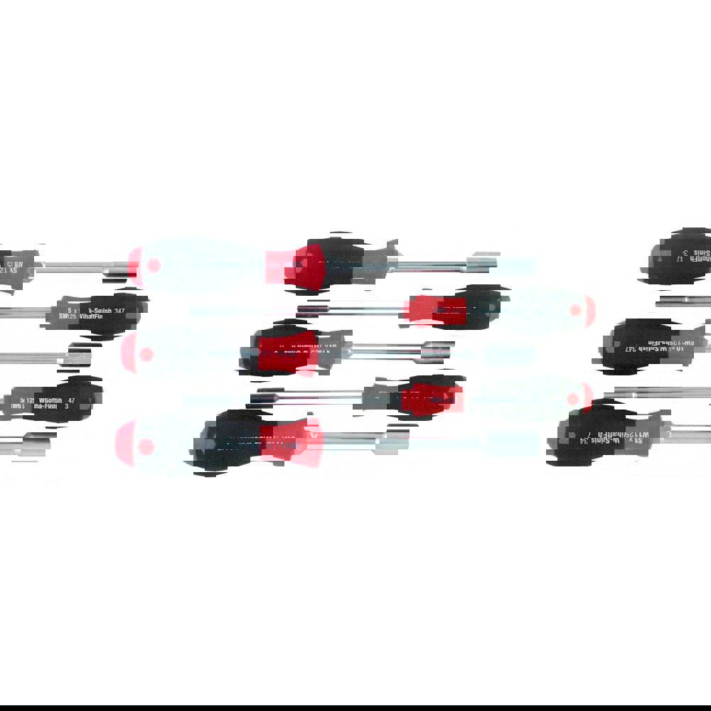 Nut Driver Set: 5 Pc, 5 to 11 mm, Solid Shaft, Ergonomic Handle