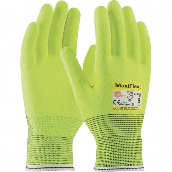 Cut, Puncture & Abrasion-Resistant Gloves: ATG 34-8743FY, Size X-Large, ANSI Cut A2, ANSI Puncture 1, Nitrile, Engineered Yarn