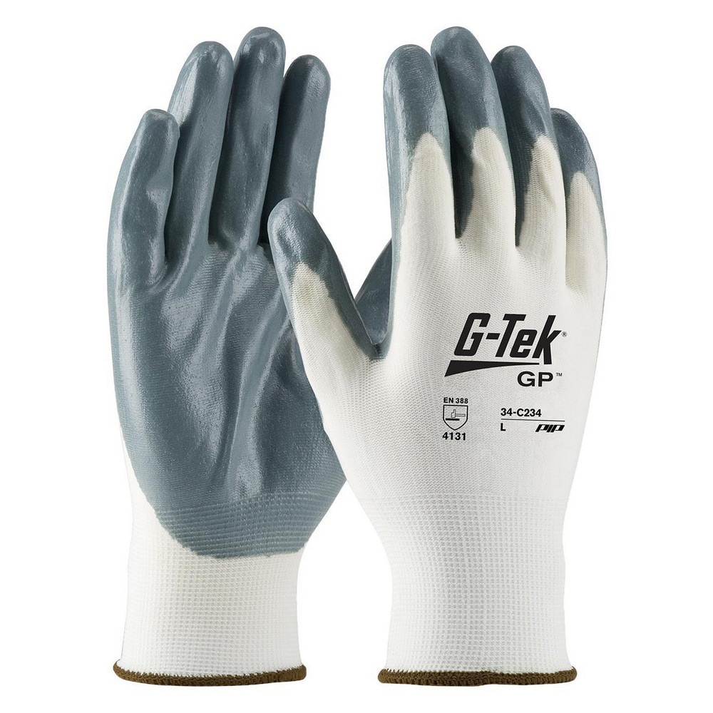 Work Gloves: G-Tek GFN 34-C234, Size X-Large, Nitrile-Coated Nylon, General Purpose
