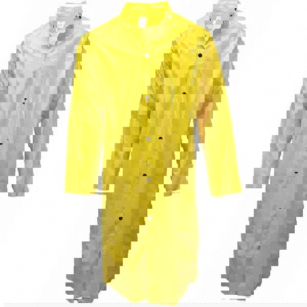 Rain Coat: Size 3XL, ASTM D6413 & NFPA 701, Yellow, Nylon & PVC