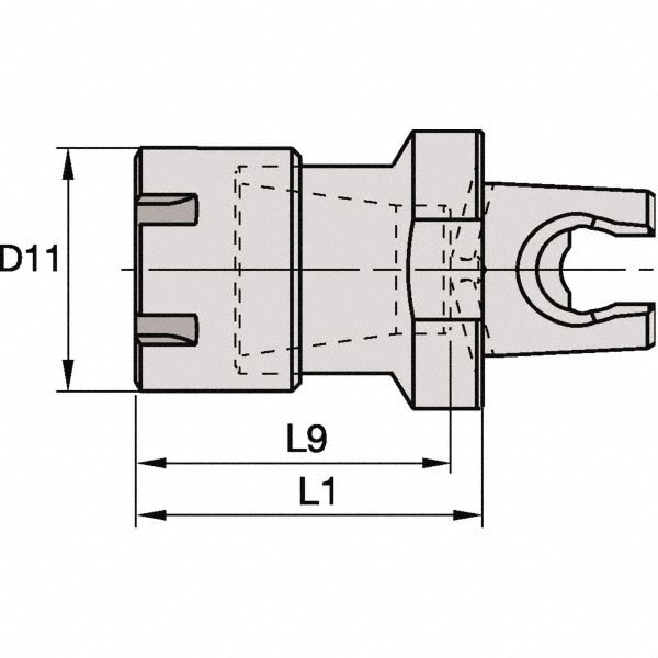 Collet Chuck: 0.5 to 13 mm Capacity, ER Collet, 25 mm Shank Dia, Modular Connection Shank