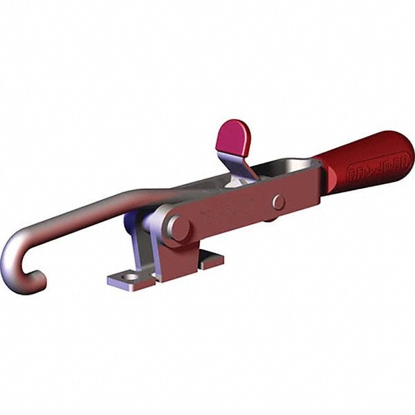 Pull-Action Latch Clamp: Horizontal, 375 lb, J-Hook, Flanged Base