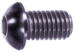 Button Socket Cap Screw: 1/4-28 x 3/4, Alloy Steel, Black Oxide Coated