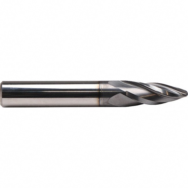 Tapered End Mill: 3 Flutes, Solid Carbide, Oval End