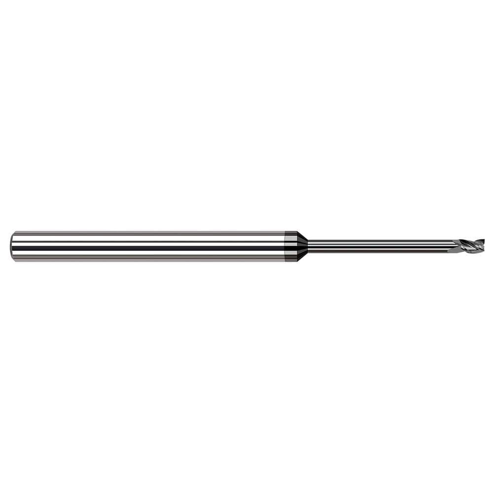 Square End Mill: 1/32'' Dia, 0.045'' LOC, 1/8'' Shank Dia, 2-1/2'' OAL, 3 Flutes, Solid Carbide