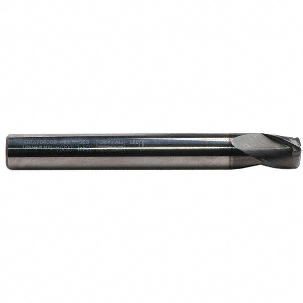 Tapered End Mill: 3 Flutes, Solid Carbide, Corner Radius End