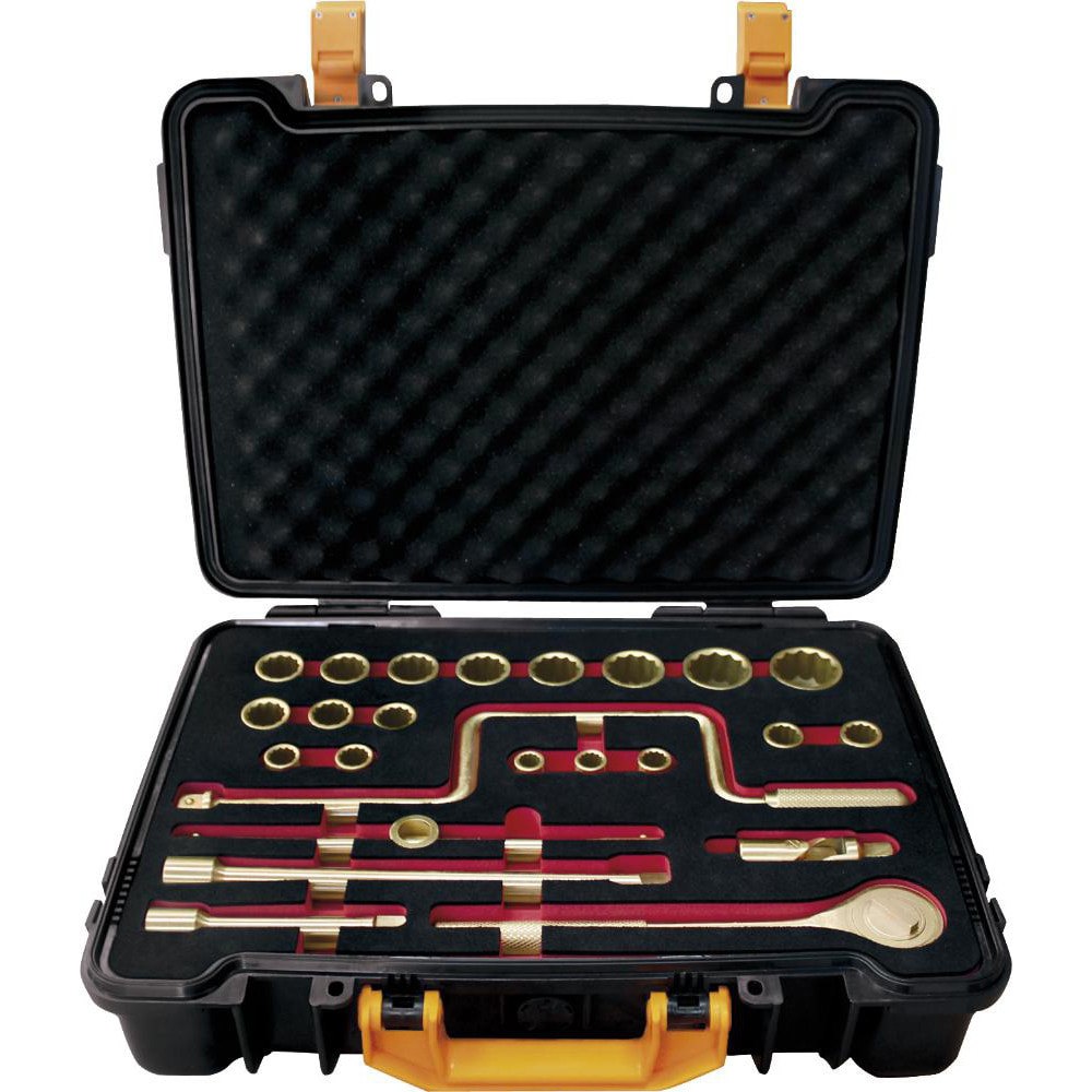 Socket Sets; Set Type: Ratchet & Socket Set ; Drive Size: 1/2 in ; Minimum Size (Inch): 15/64 ; Minimum Size (mm): 6.35 ; Maximum Size (Inch): 1-14/64 ; Maximum Size (mm): 31.75