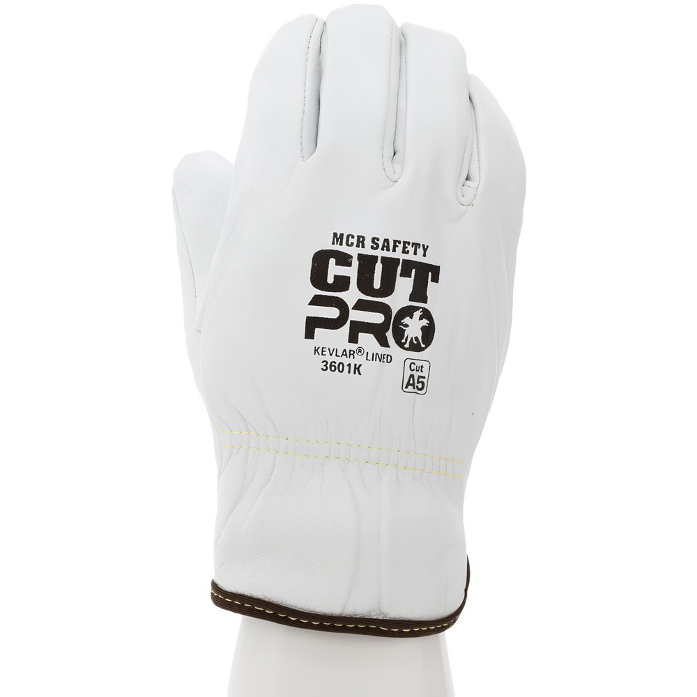 Cut, Puncture & Abrasion-Resistant Gloves: Memphis 3601K, Size Large, ANSI Cut A5, ANSI Puncture 3, Kevlar Lined, Goatskin