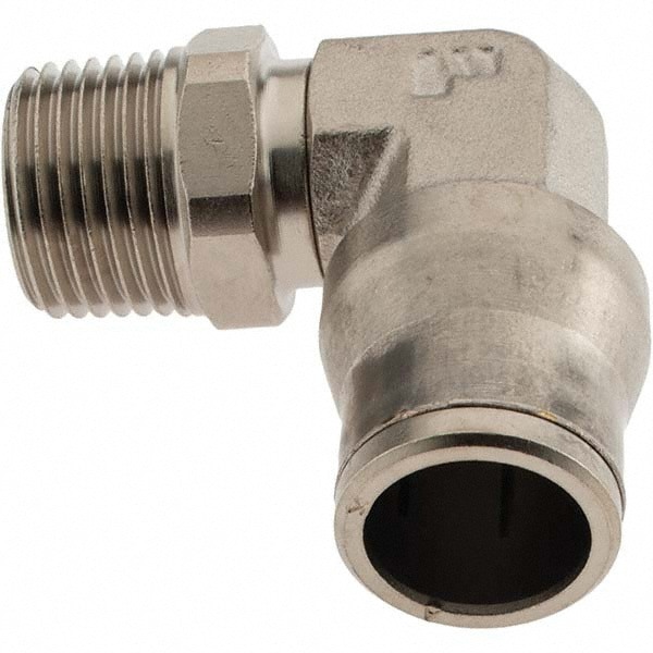 Push-To-Connect Tube to Male & Tube to Male NPT Tube Fitting: Male Elbow, 3/8