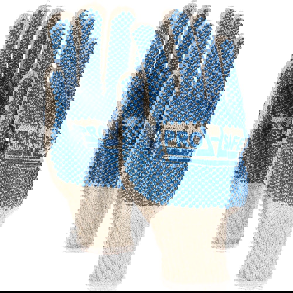 Work Gloves: PRO-SAFE Size Large, PVC-Coated Cotton Blend, General Purpose