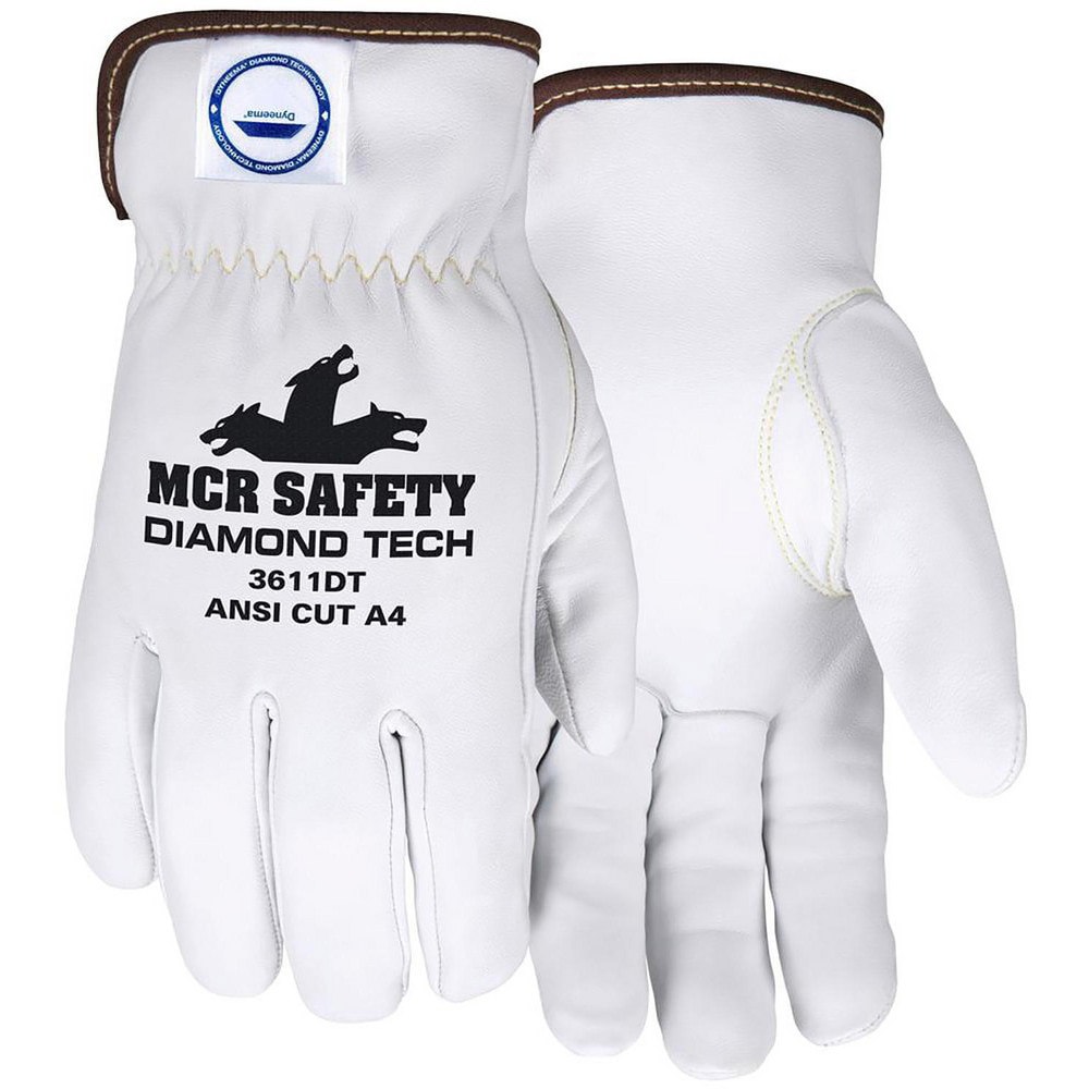 Cut, Puncture & Abrasion-Resistant Gloves: MCR Safety 3611DT, Size X-Large, ANSI Cut A4, ANSI Puncture 3, Dyneema Lined, Goatskin