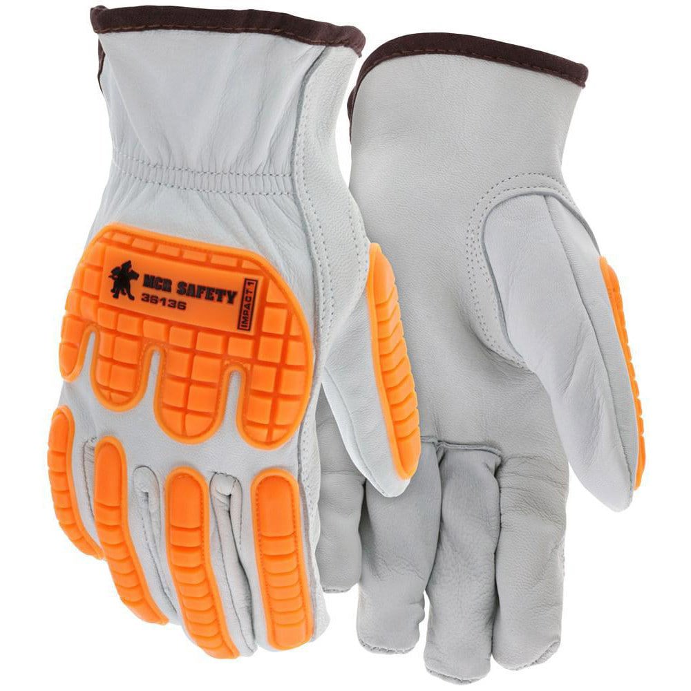 Work Gloves: MCR Safety 36136, Size X-Large, Goatskin Leather Lined, Goatskin Leather, General Purpose