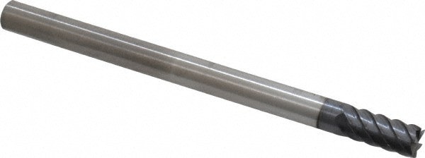 Square End Mill: 1/4'' Dia, 17/32'' LOC, 1/4'' Shank Dia, 3-1/2'' OAL, 6 Flutes, Solid Carbide