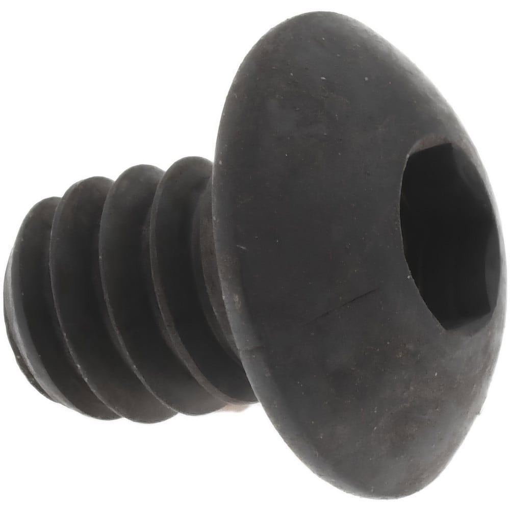 Button Socket Cap Screw: #10-24 x 1/4, Alloy Steel, Black Oxide Coated