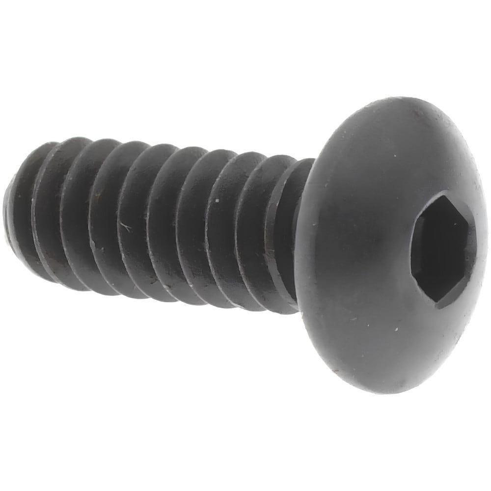 Button Socket Cap Screw: #6-32 x 3/8, Alloy Steel, Black Oxide Coated