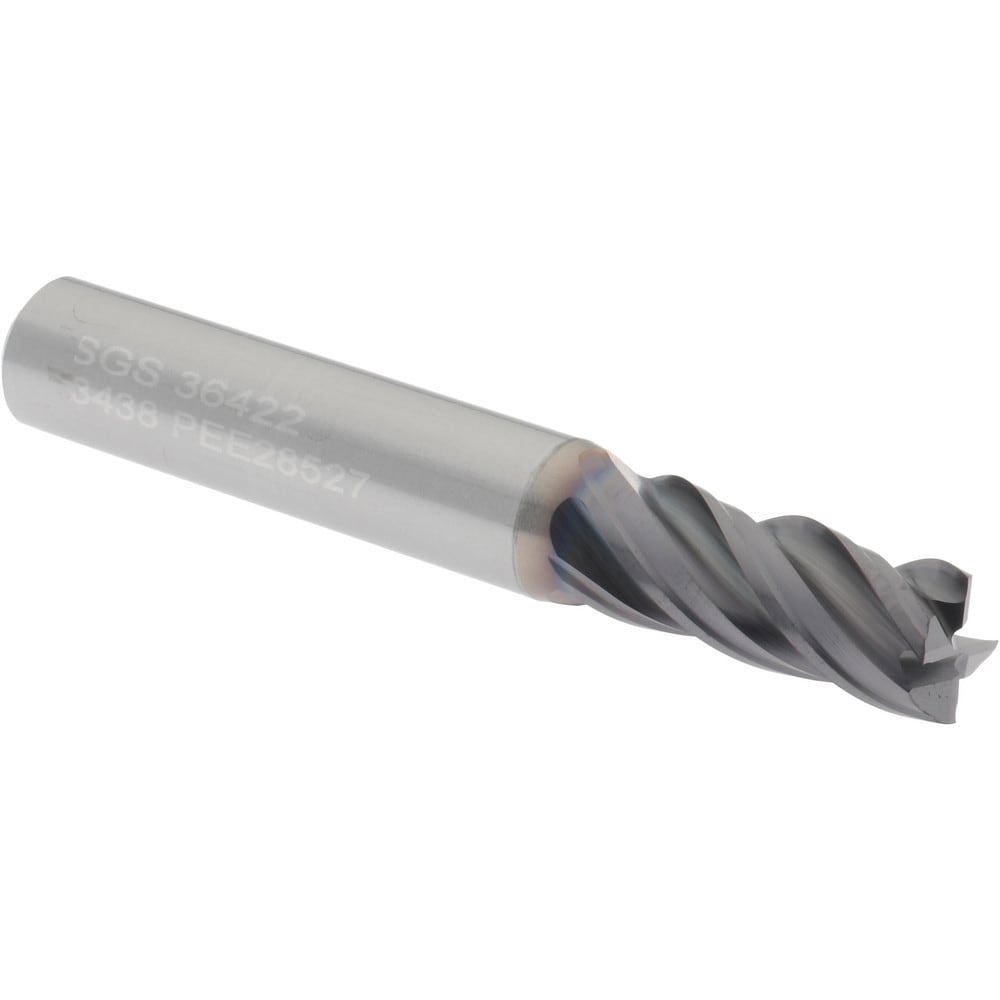 Square End Mill: 11/32'' Dia, 13/16'' LOC, 3/8'' Shank Dia, 2-1/2'' OAL, 4 Flutes, Solid Carbide