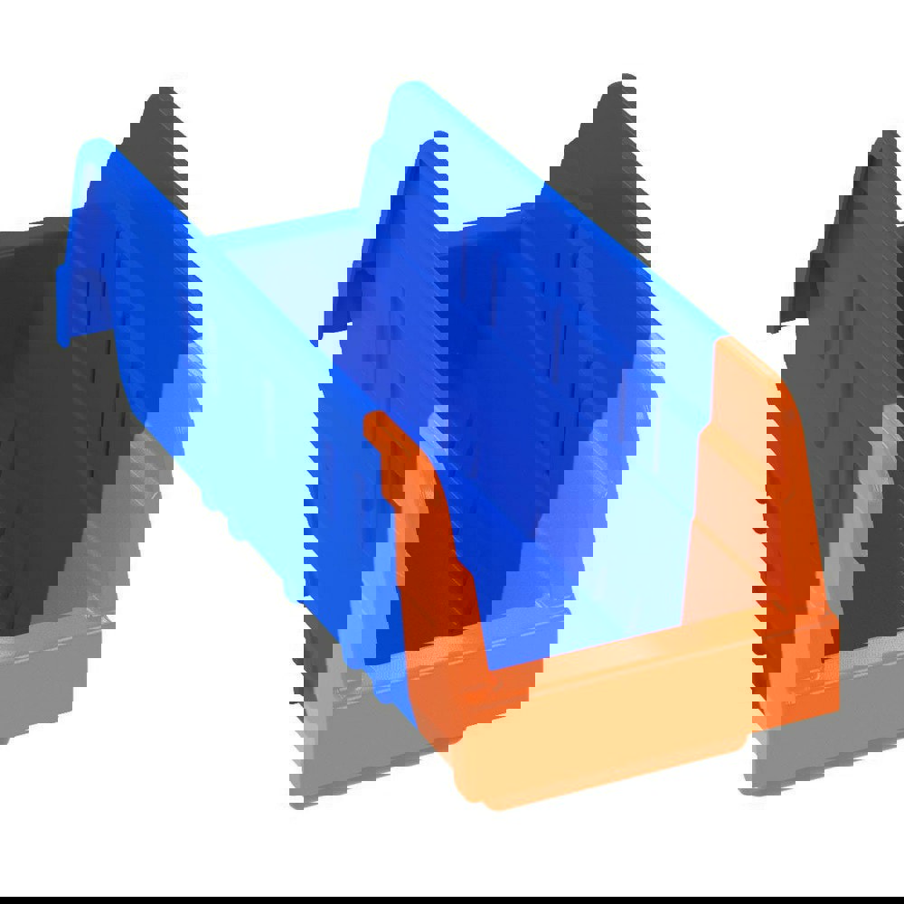 Plastic Hopper Shelf Bin: Blue & Orange