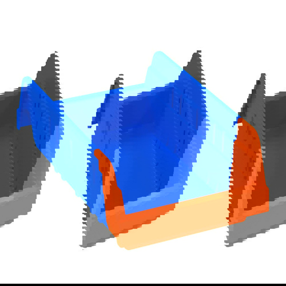 Plastic Hopper Shelf Bin: Blue & Orange