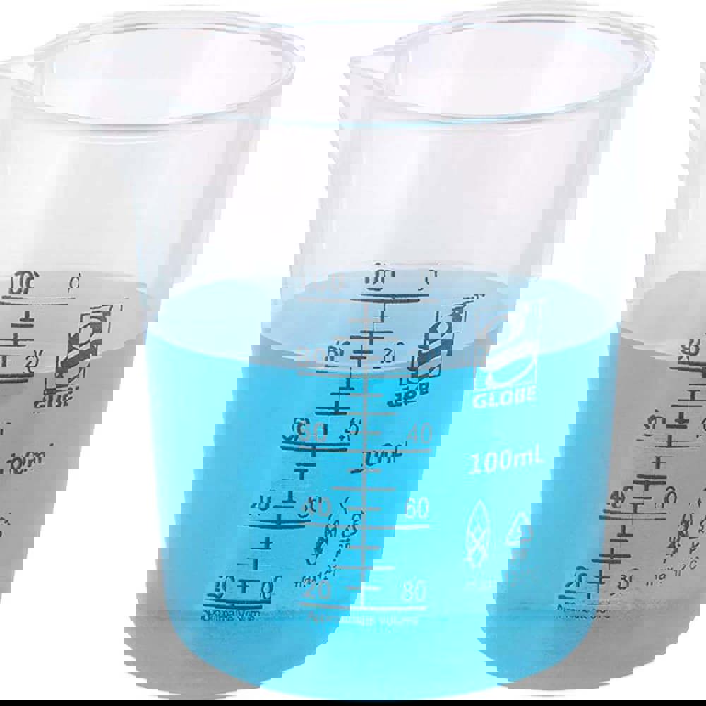 Beakers & Pipettes; Beaker Type: Griffin Style Graduated Beaker ; Volume Capacity: 100.0ml ; Material: Polypropylene ; Maximum Temperature: 180F ; Labware Transparency: Translucent ; Graduations: Yes