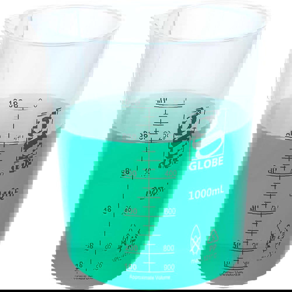 Beakers & Pipettes; Beaker Type: Griffin Style Graduated Beaker ; Volume Capacity: 1000.0ml ; Material: Polypropylene ; Maximum Temperature: 180F ; Labware Transparency: Translucent ; Graduations: Yes
