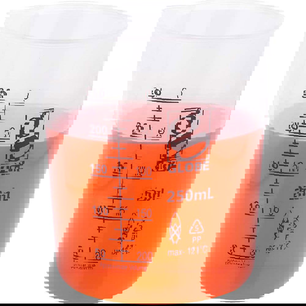 Beakers & Pipettes; Beaker Type: Griffin Style Graduated Beaker ; Volume Capacity: 250.0ml ; Material: Polypropylene ; Maximum Temperature: 180F ; Labware Transparency: Translucent ; Graduations: Yes
