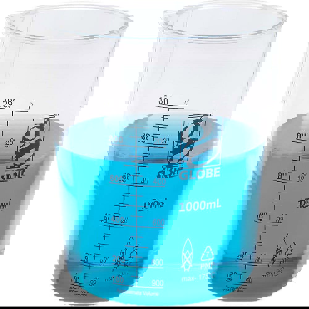 Beakers & Pipettes; Beaker Type: Griffin Style Graduated Beaker ; Volume Capacity: 1000.0ml ; Material: Polymethylpentene ; Maximum Temperature: 392F ; Labware Transparency: Translucent ; Graduations: Yes