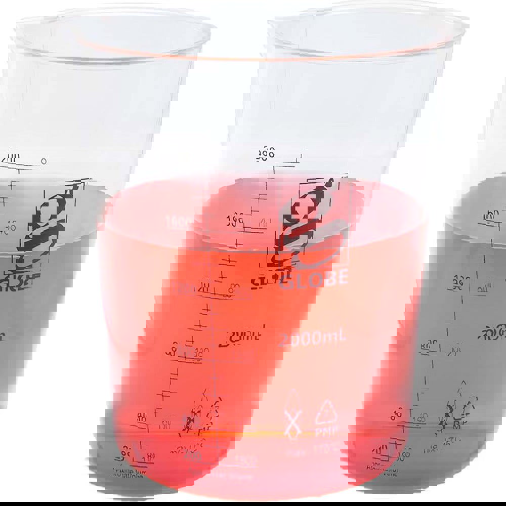 Beakers & Pipettes; Beaker Type: Griffin Style Graduated Beaker ; Volume Capacity: 2000.0ml ; Material: Polymethylpentene ; Maximum Temperature: 392F ; Labware Transparency: Translucent ; Graduations: Yes