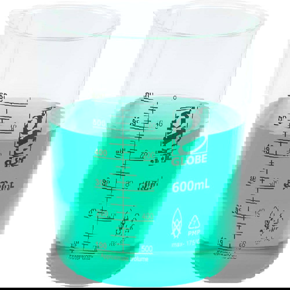 Beakers & Pipettes; Beaker Type: Griffin Style Graduated Beaker ; Volume Capacity: 600.0ml ; Material: Polymethylpentene ; Maximum Temperature: 392F ; Labware Transparency: Translucent ; Graduations: Yes