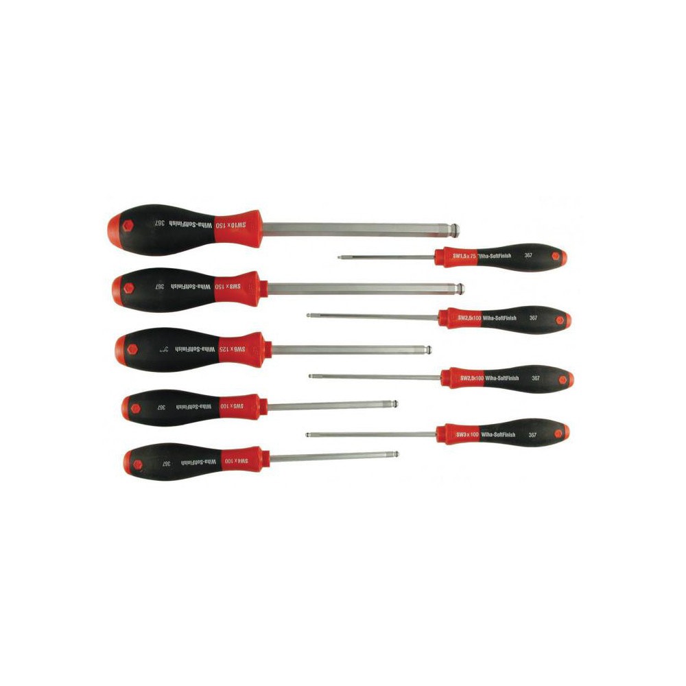 Screwdriver Set: 9 Pc, Ball Hex