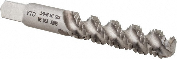 Spiral Flute Tap: UNC, 3 Flute, Bottoming, 3B Class of Fit, High-Speed Steel, TiN Finish