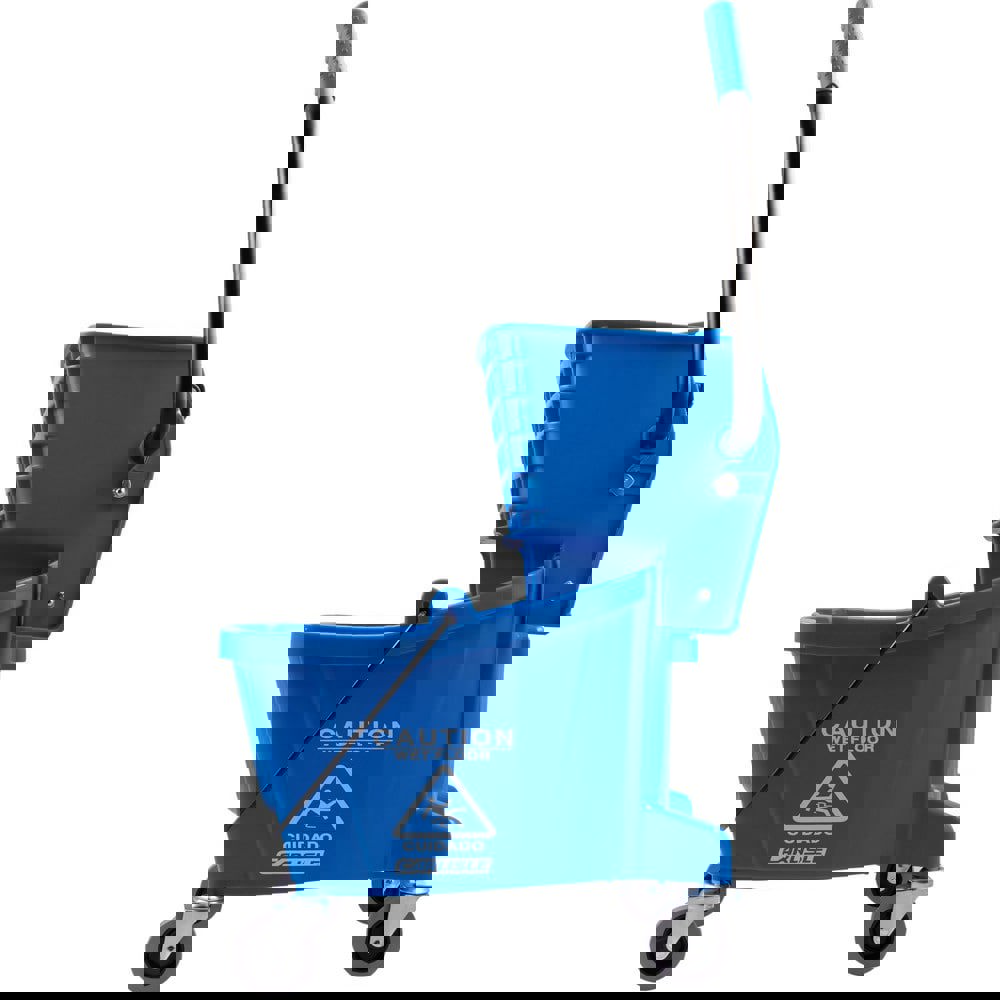 Mop Buckets & Wringers; Connection Type: None ; Mop Capacity: 26 ; Handle Material: Ergonomic Dual Component ; Color: Blue ; Features: Durable Material; Side-Press Wringer; Color-Coded Design; Non-Marking Casters; Ergonomic Handle